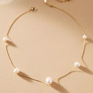 Anthropologie Pearl Station Necklace